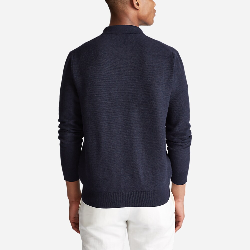 Ls Texture Collar Sweater Navy Heather