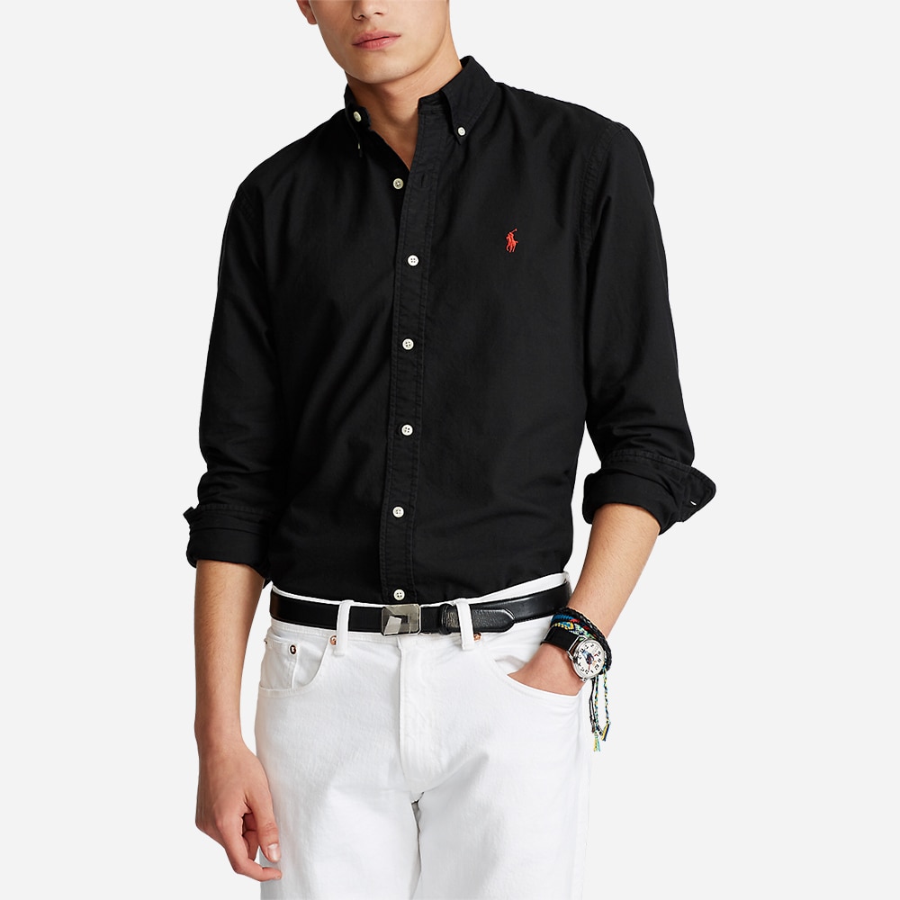 Oxford Shirt Slim Polo Black