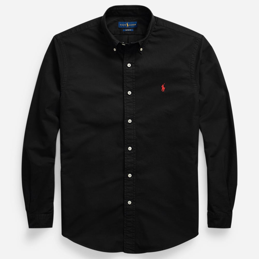 Oxford Shirt Slim Polo Black