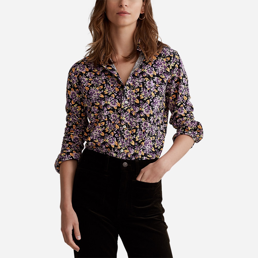 Flr Heidi-Long Sleeve-Button Front Shirt 1111 Rue Point Floral