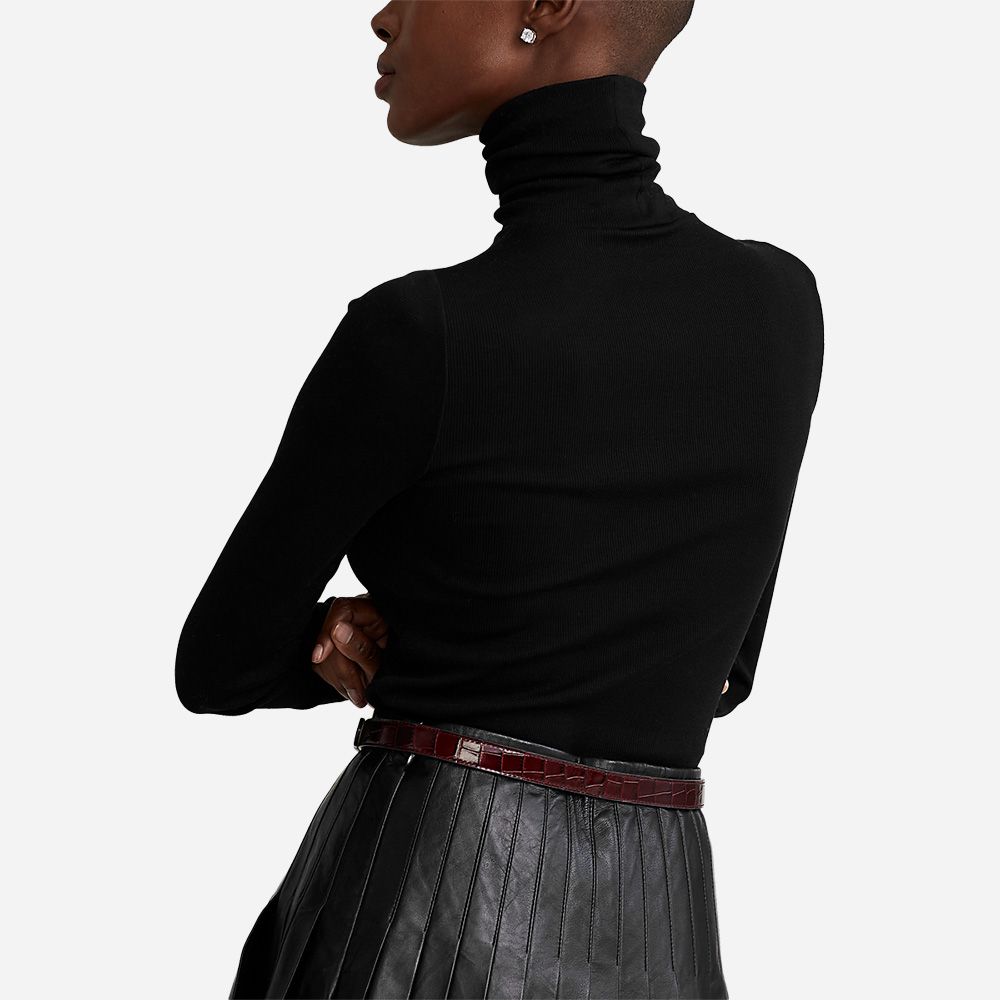Stretch Ribbed Turtleneck - Polo Black