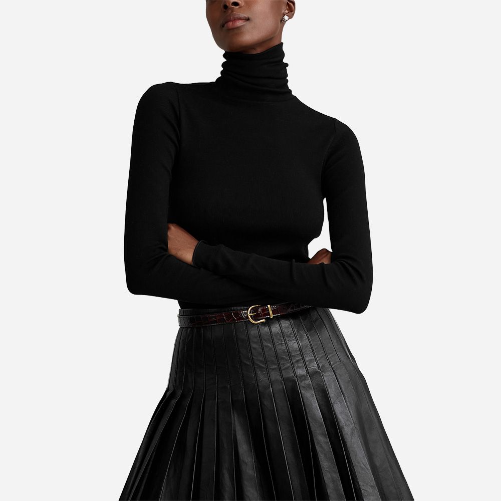 Stretch Ribbed Turtleneck - Polo Black