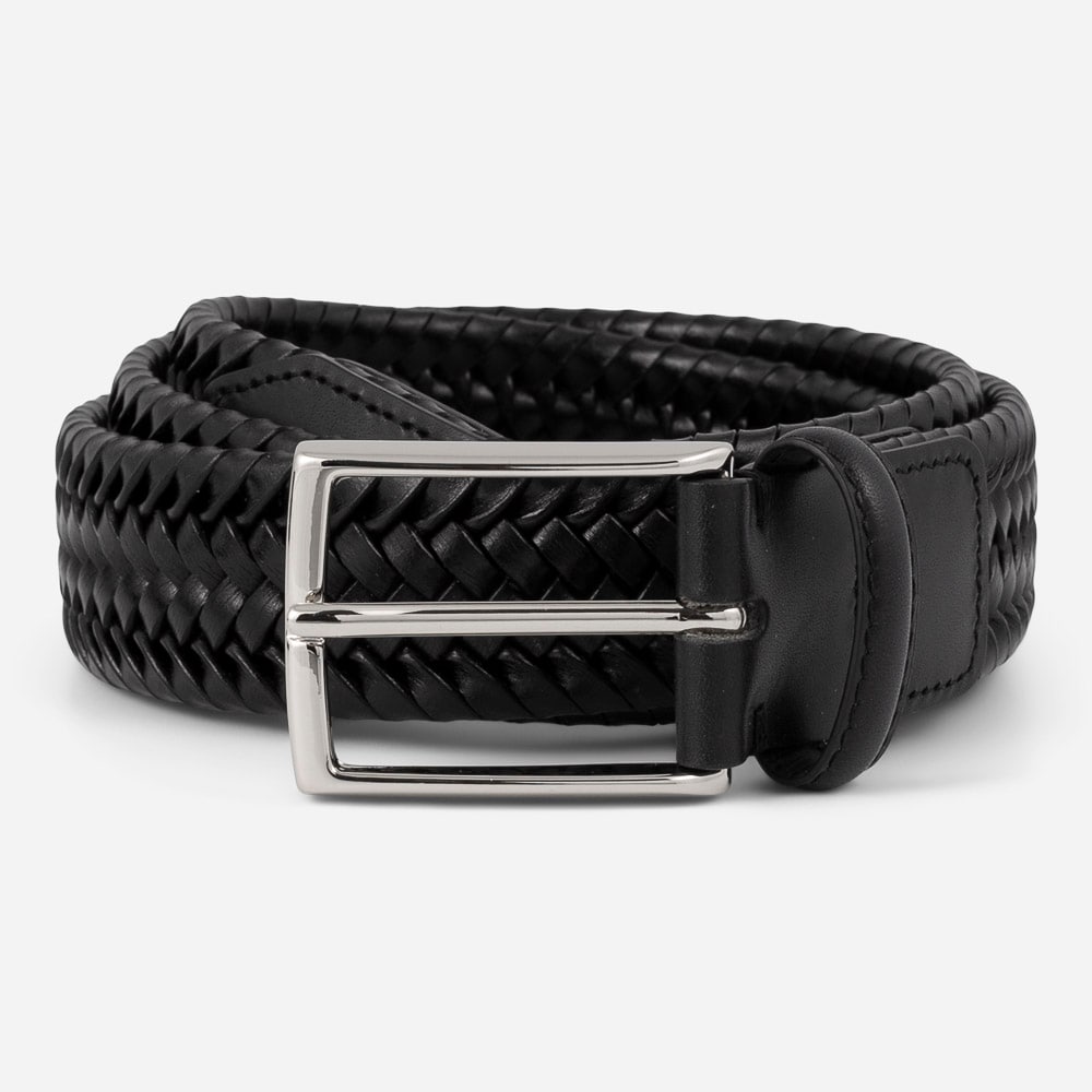 Braided Leather Belt - Black