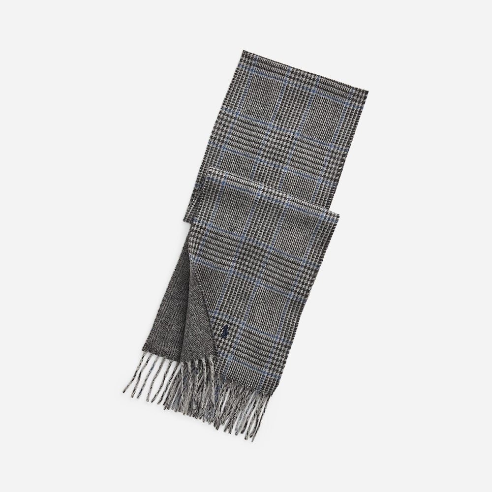 Reversible-Scarf Grey Plaid