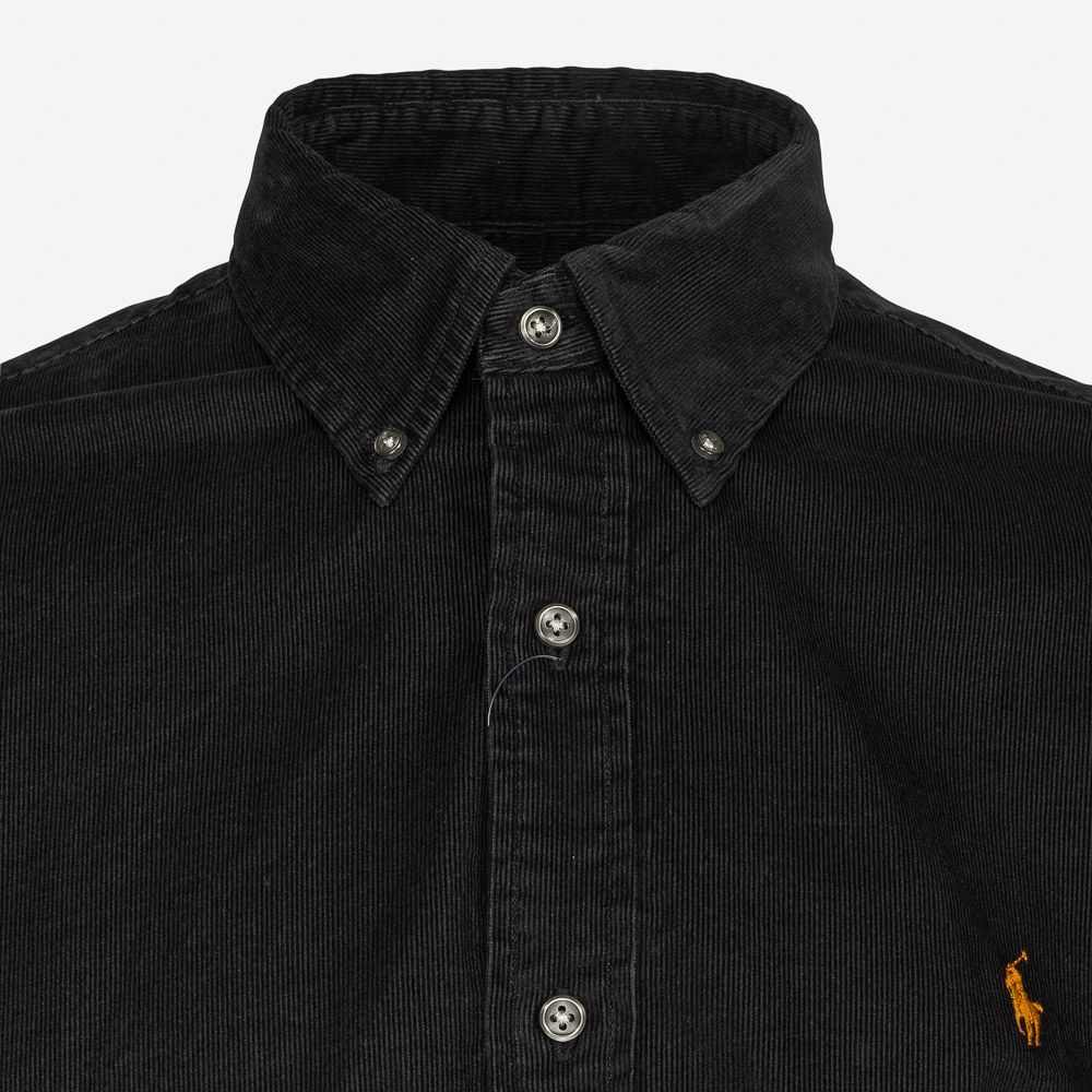 Slim Fit Corduroy Shirt - Polo Black