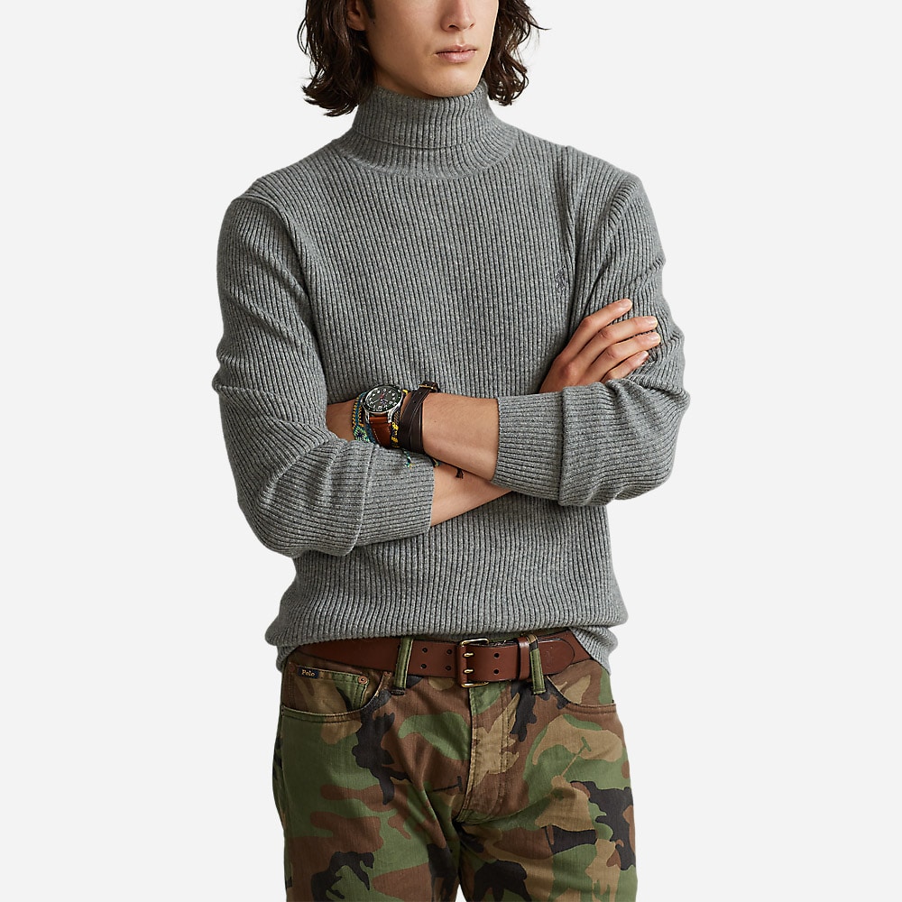 Rib Long Sleeve-Sweater Fawn Grey Heather