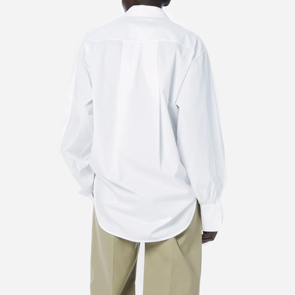 Oversized Bib Detail Shirt White