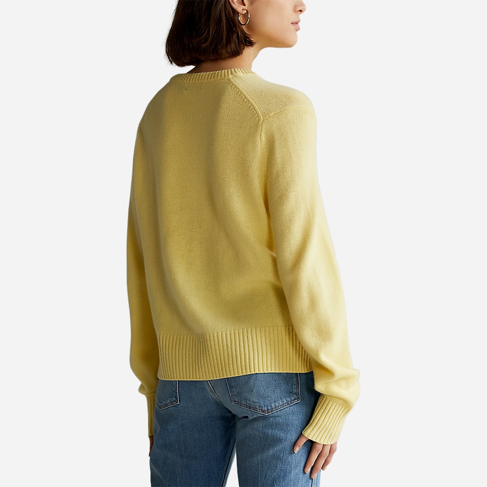 Wool Cashmere Bow Cardigan Yellow