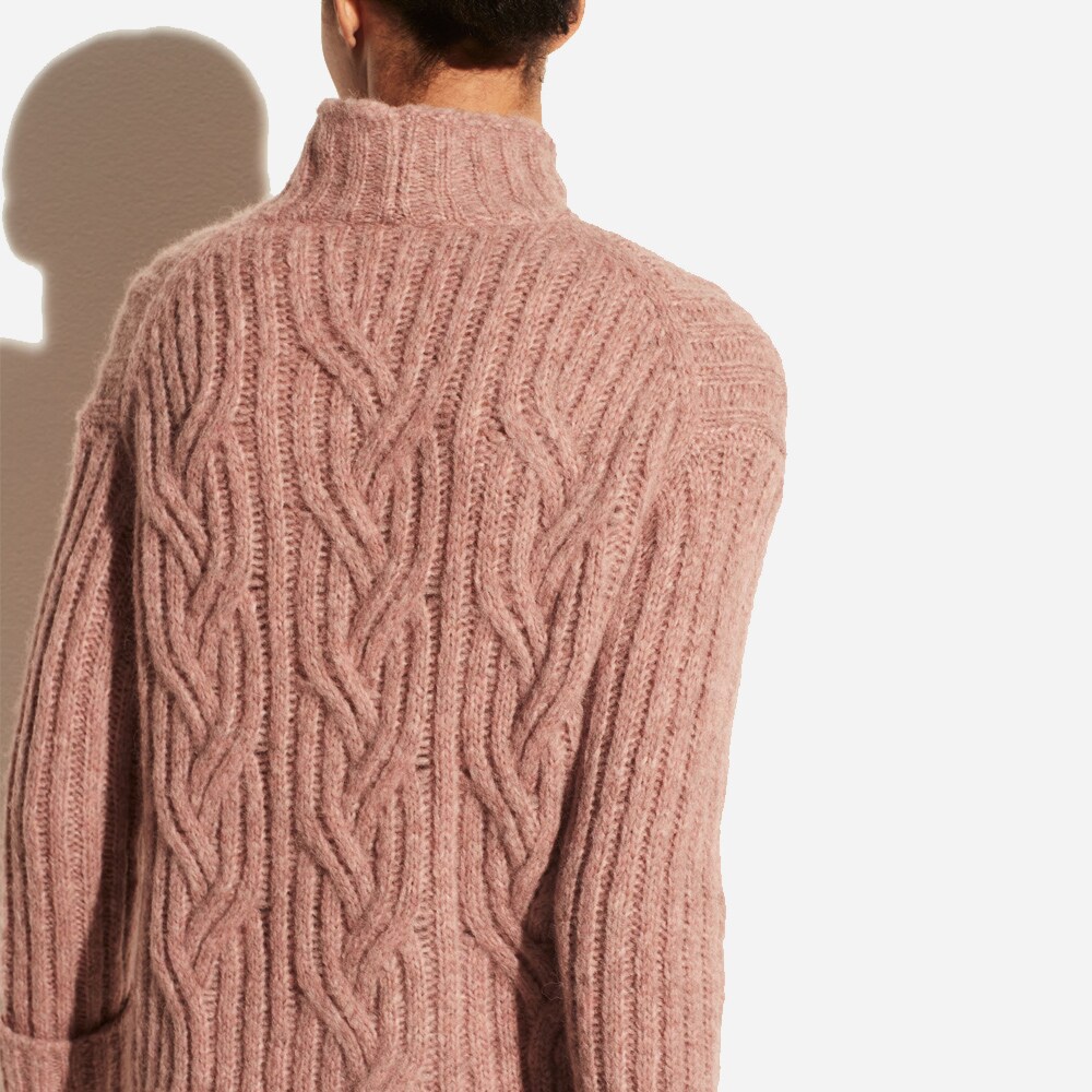 Mirrored Cable Turtleneck Rose 691