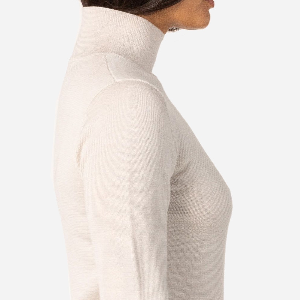 Merino Turtleneck Sweater White Bone Melange