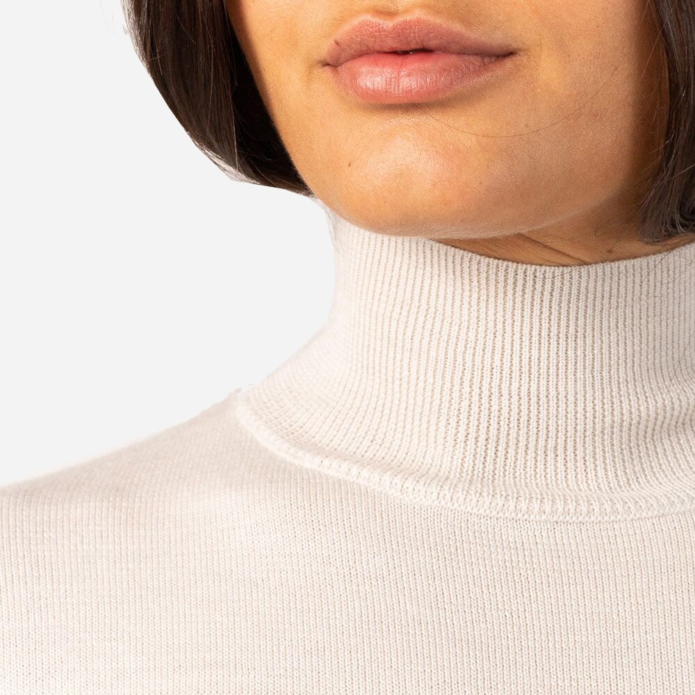 Merino Turtleneck Sweater White Bone Melange
