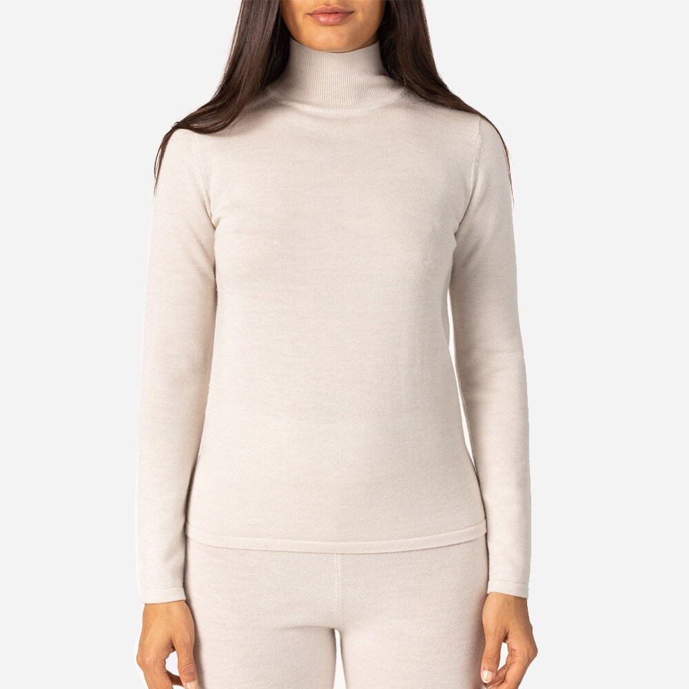 Merino Turtleneck Sweater White Bone Melange