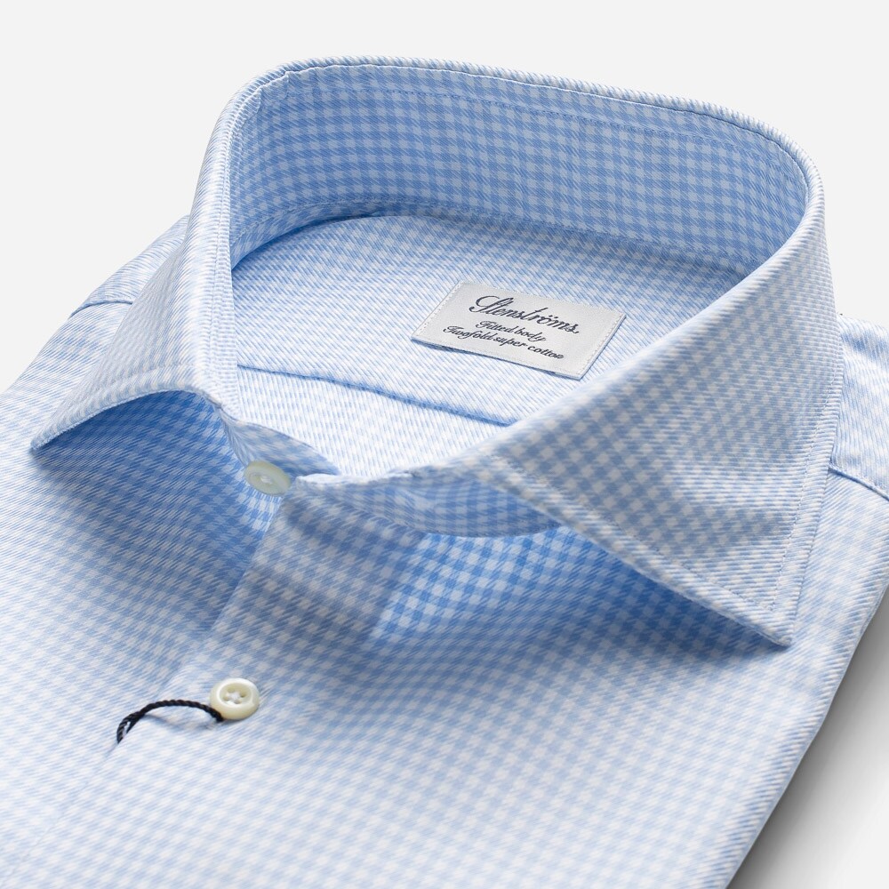 Fitted Body Light Blue Checked