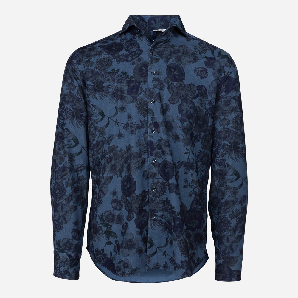 Slim Corduroy Blue Flower