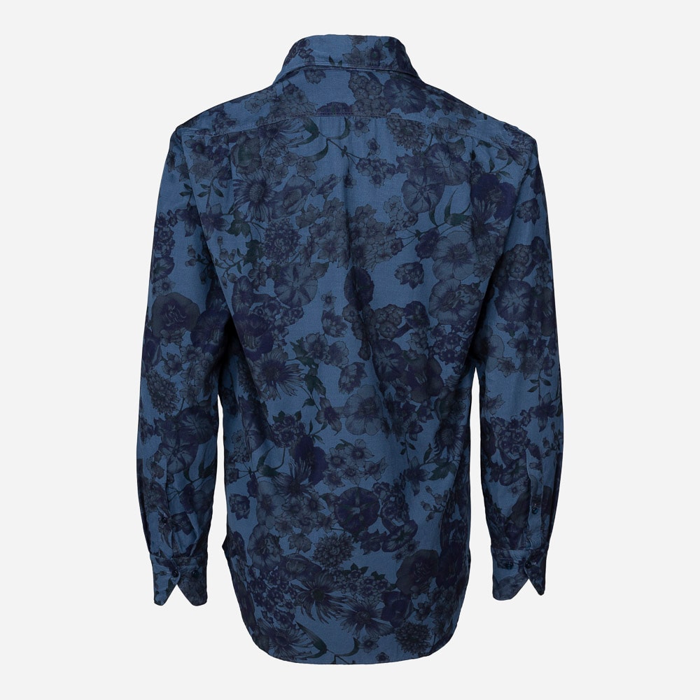 Fitted Body Corduroy Blue Flower