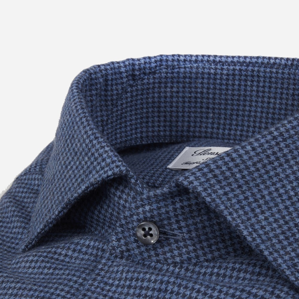 Slim Flanel Navy Dogtooth