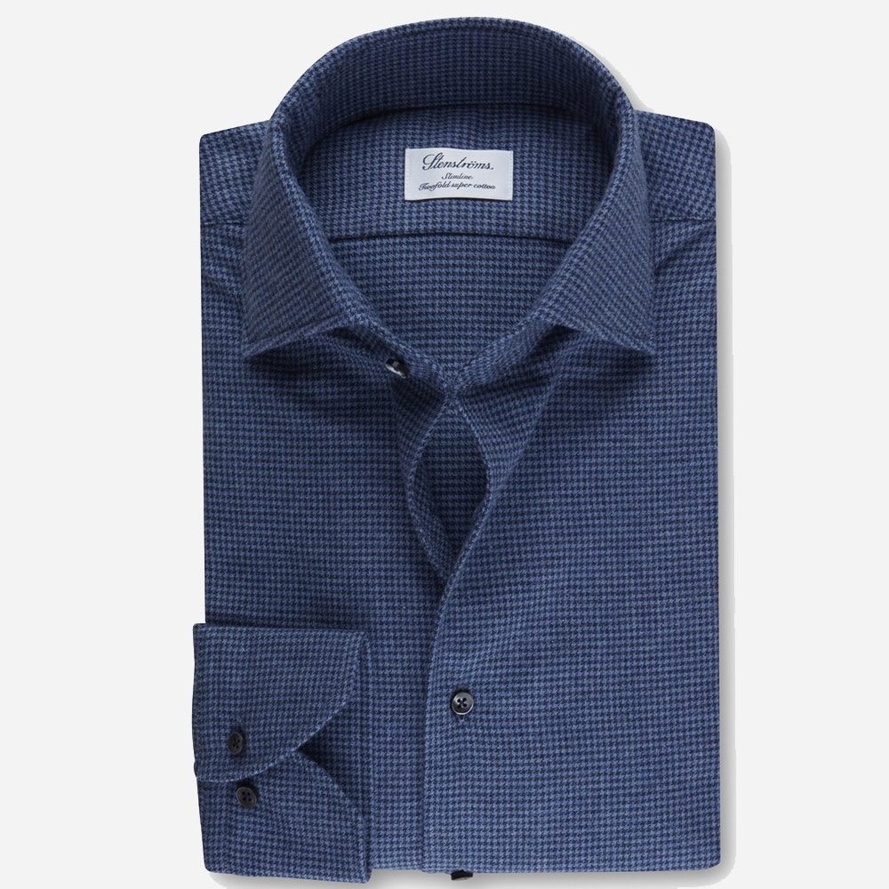 Slim Flanel Navy Dogtooth