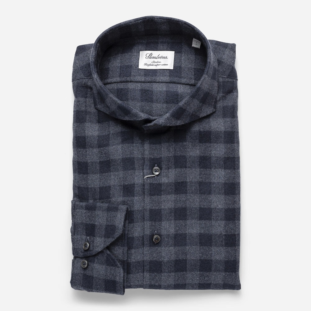 Slim Flanel Dark Blue Checked
