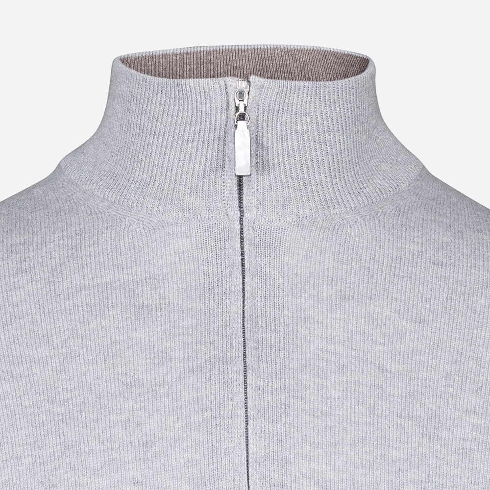 Mock Zip - Light Grey
