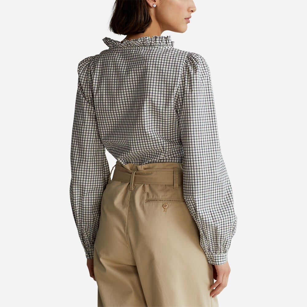 Ruffle Trim Poplin Blouse Multi
