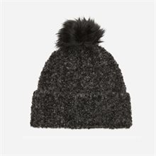 W Boucle Knit Hat Wp Black