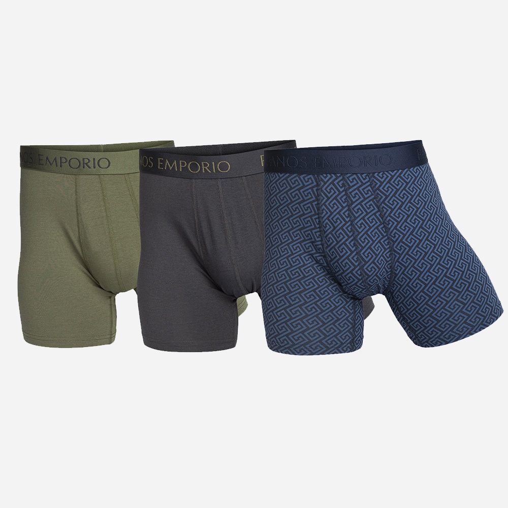 3pk Base Bamboo Boxer Olive/Grey/Blue