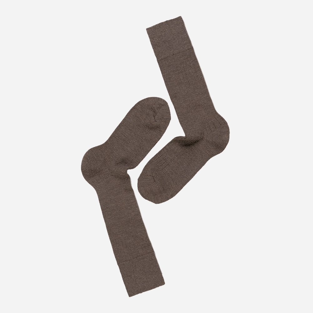 Calle Wool Rib Sock Brown Melange