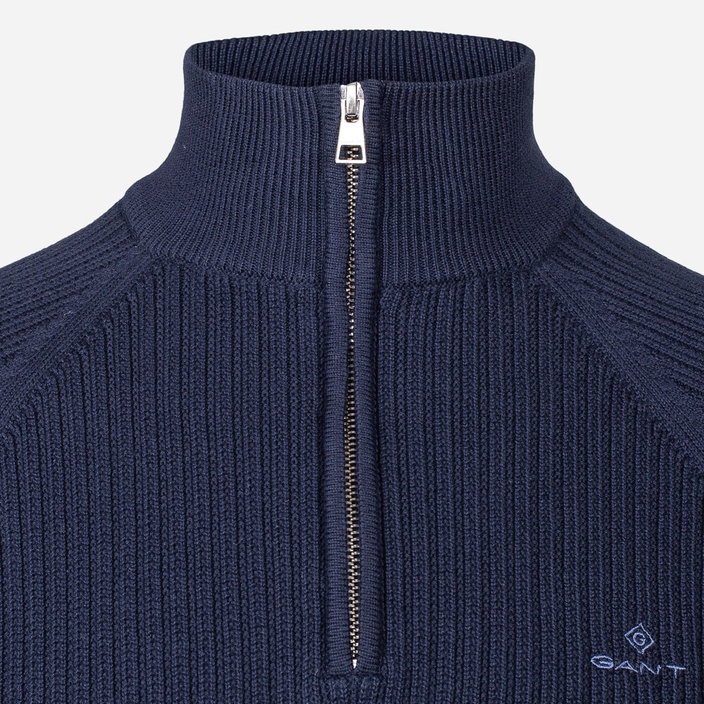 Cotton Textur Halfzip 433 Blue