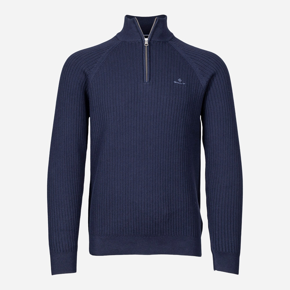 Cotton Textur Halfzip 433 Blue