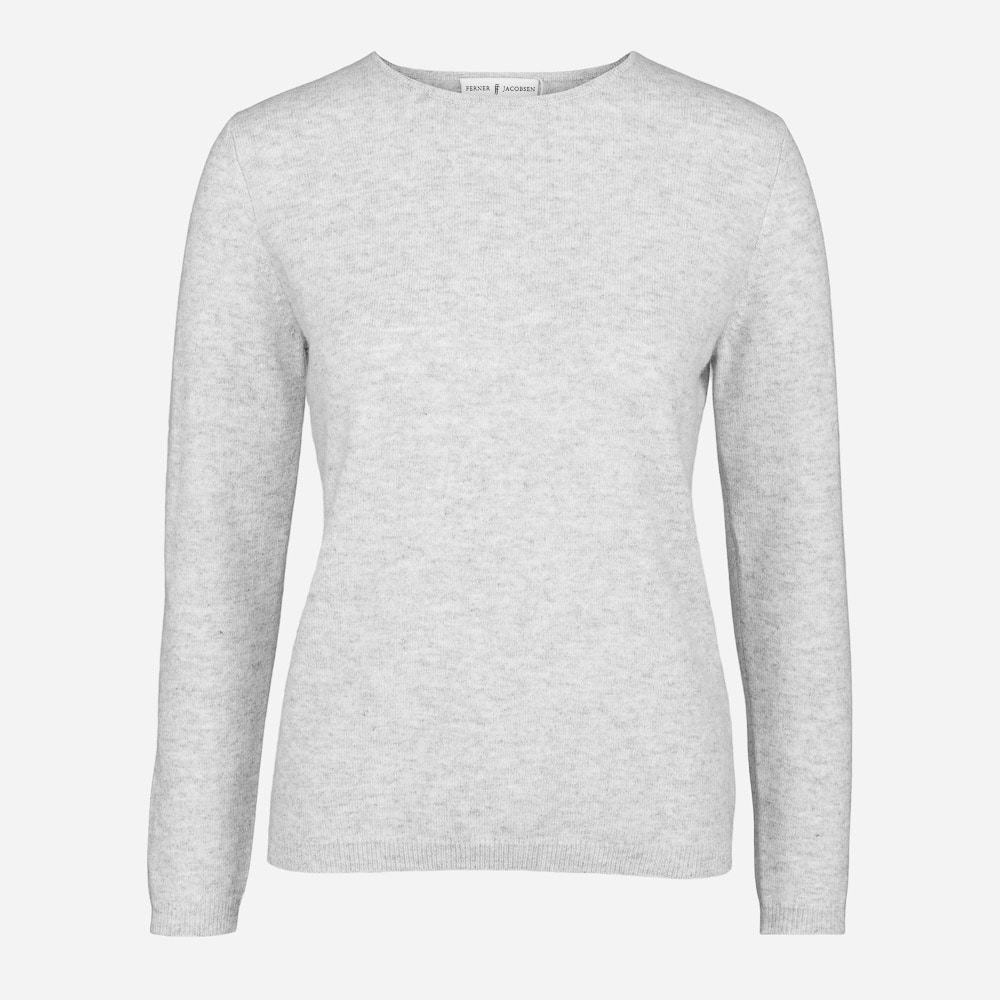 Crew Neck Cashmere Woman Light Grey