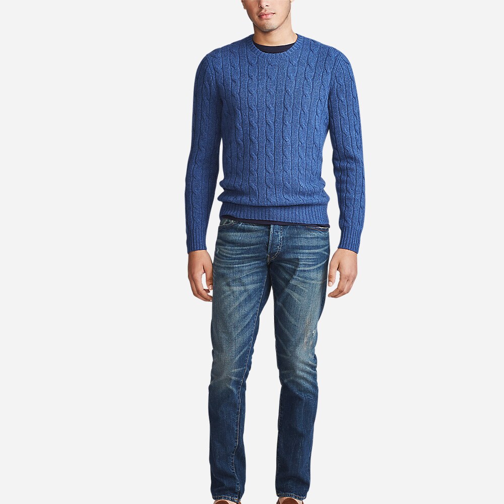 Ls Cable Cn Long Sleeve Rustic Navy Heather
