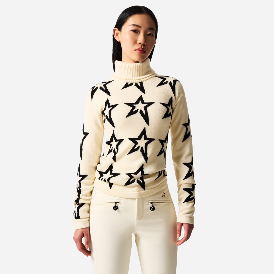 Star Dust Merino Wool Sweater - Snow White/Black Star