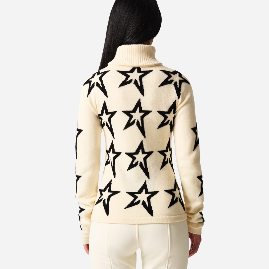 Star Dust Merino Wool Sweater - Snow White/Black Star