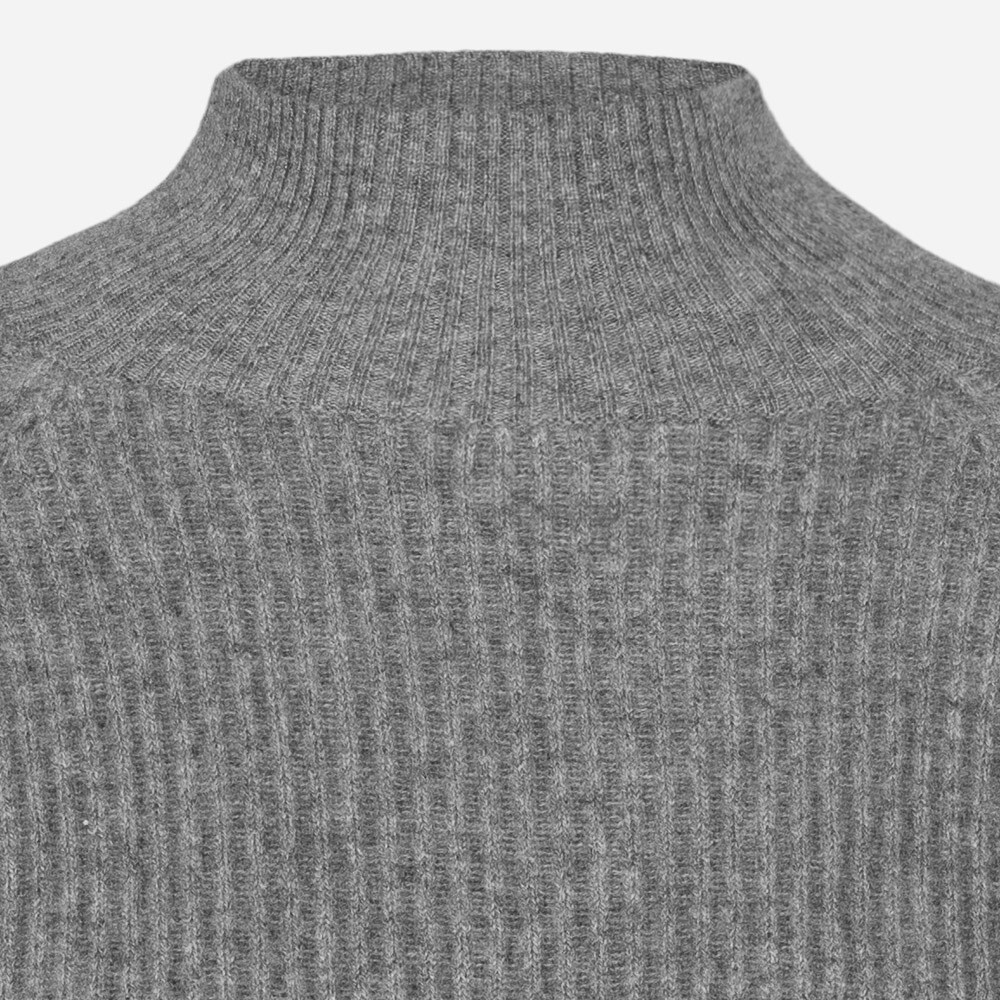 Romy Ribbed Raglan Turtleneck Flannel Grey Melange