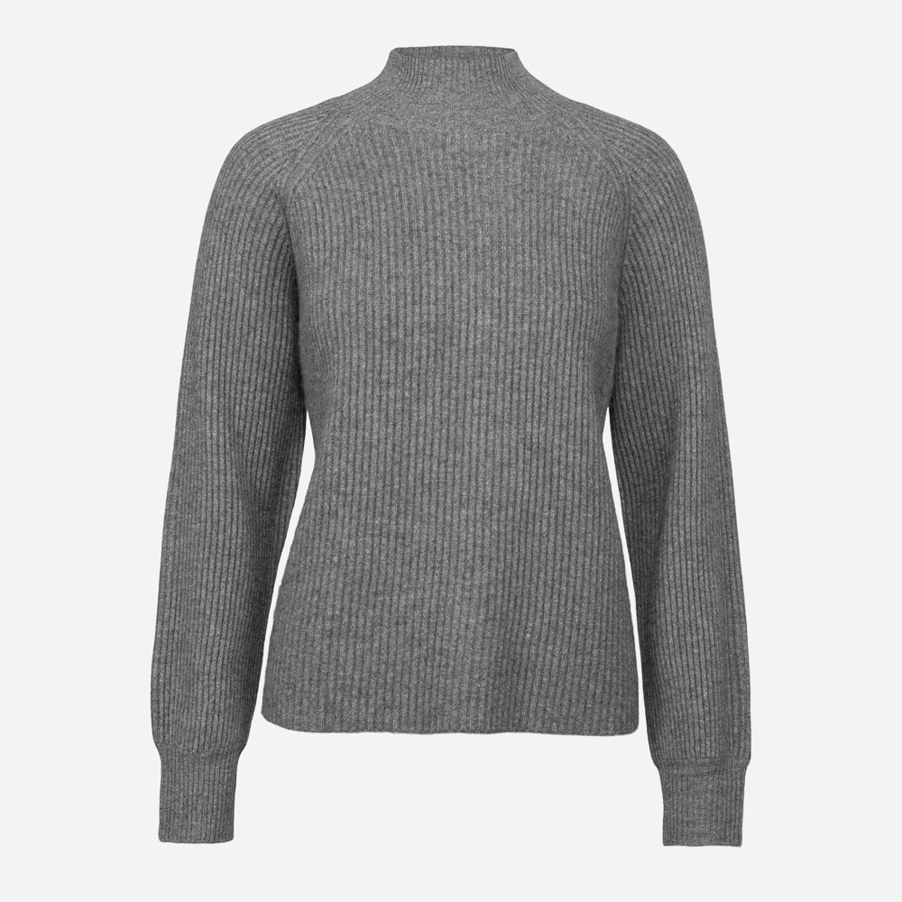 Romy Ribbed Raglan Turtleneck Flannel Grey Melange