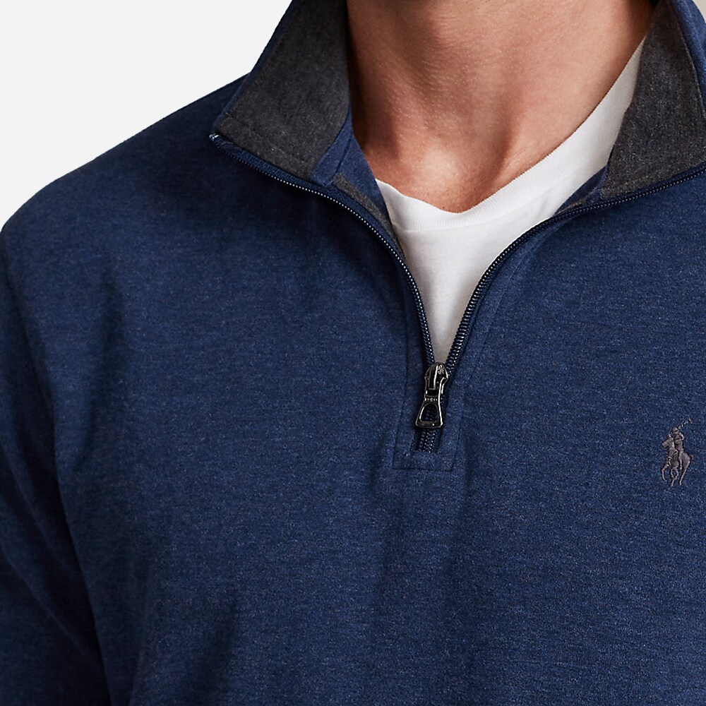 Luxury Jersey Quarter Zip Pullover - Spring Navy Heather