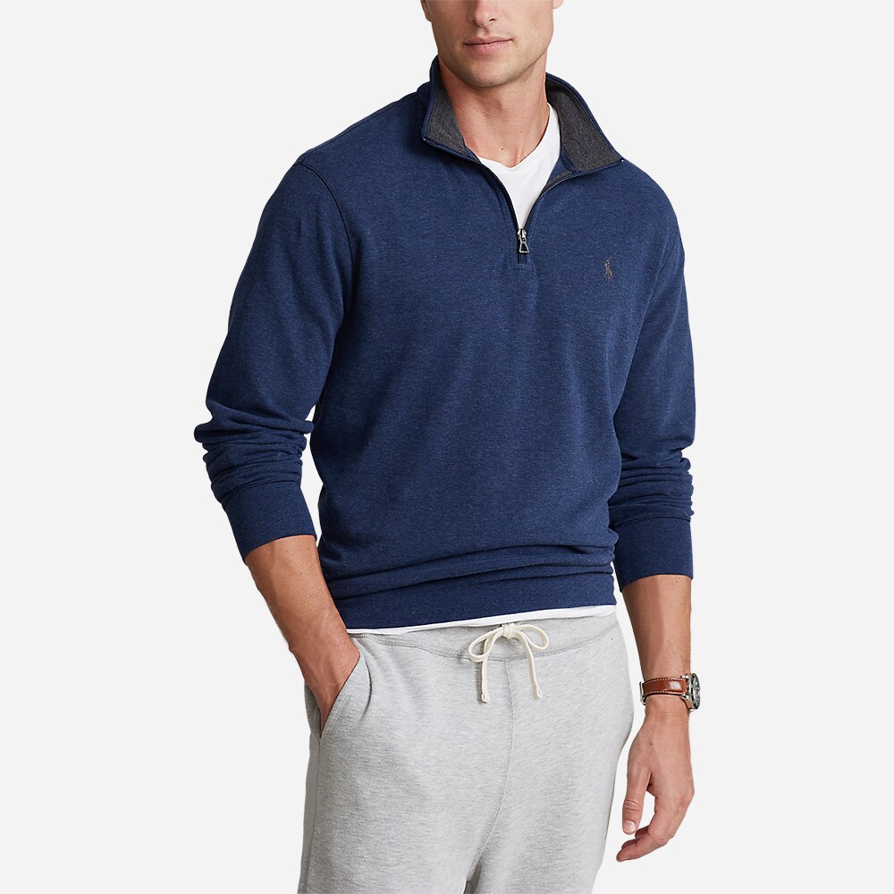 Luxury Jersey Quarter Zip Pullover - Spring Navy Heather