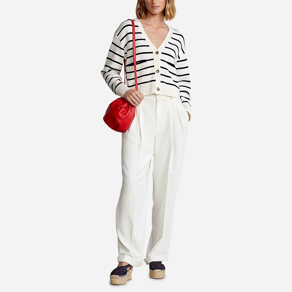 Strp Cardi-Long Sleeve-Cardigan Crem/Nvy