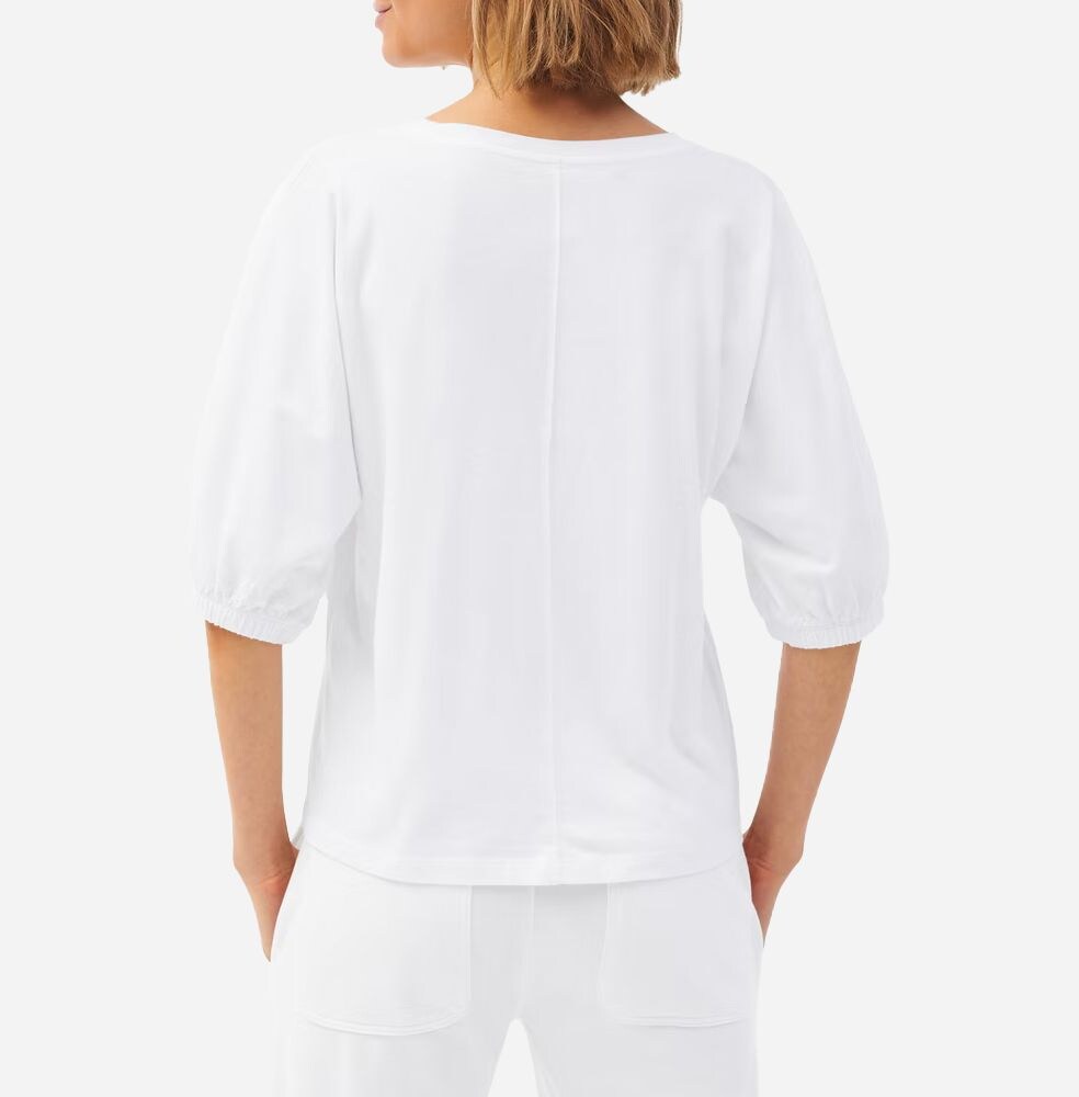 Washed Co Shirt With Puffy Sleeves White