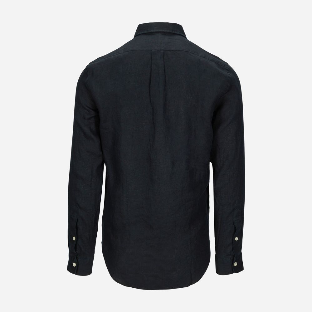 Slim Fit Linen Sport Shirt Polo Black