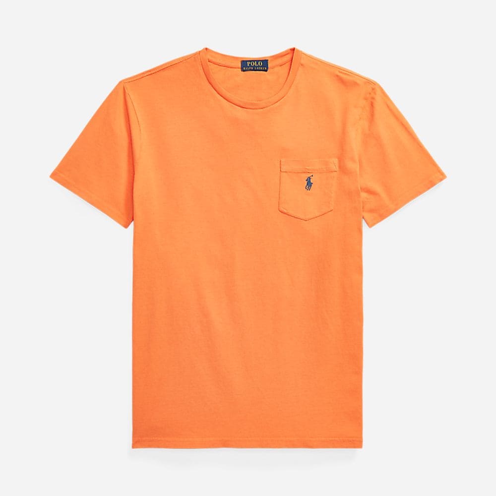 Custom Slim Cotton-Linen Pocket T-Shirt May Orange