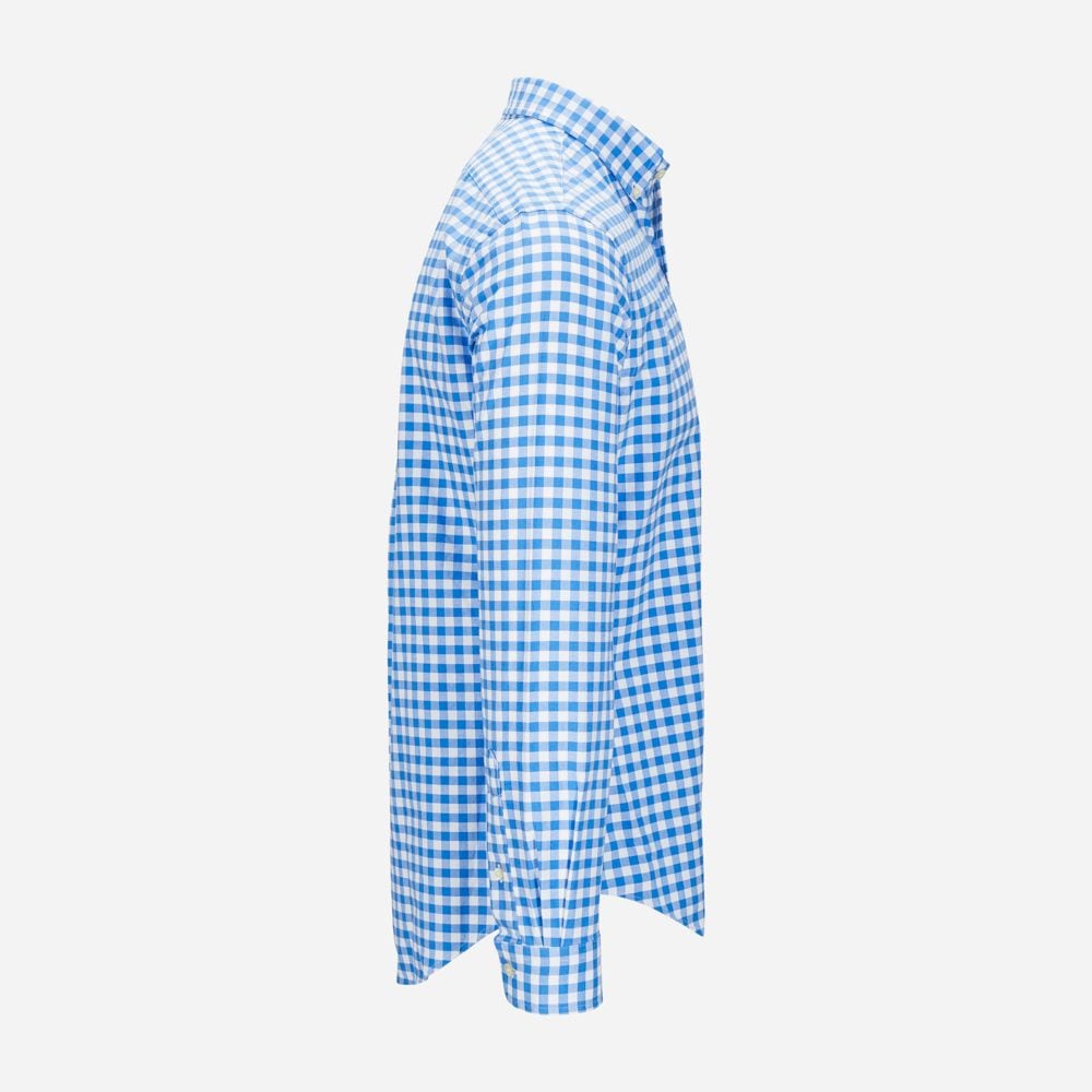 Slim Long Sleeve-Sport Shirt Blue/White