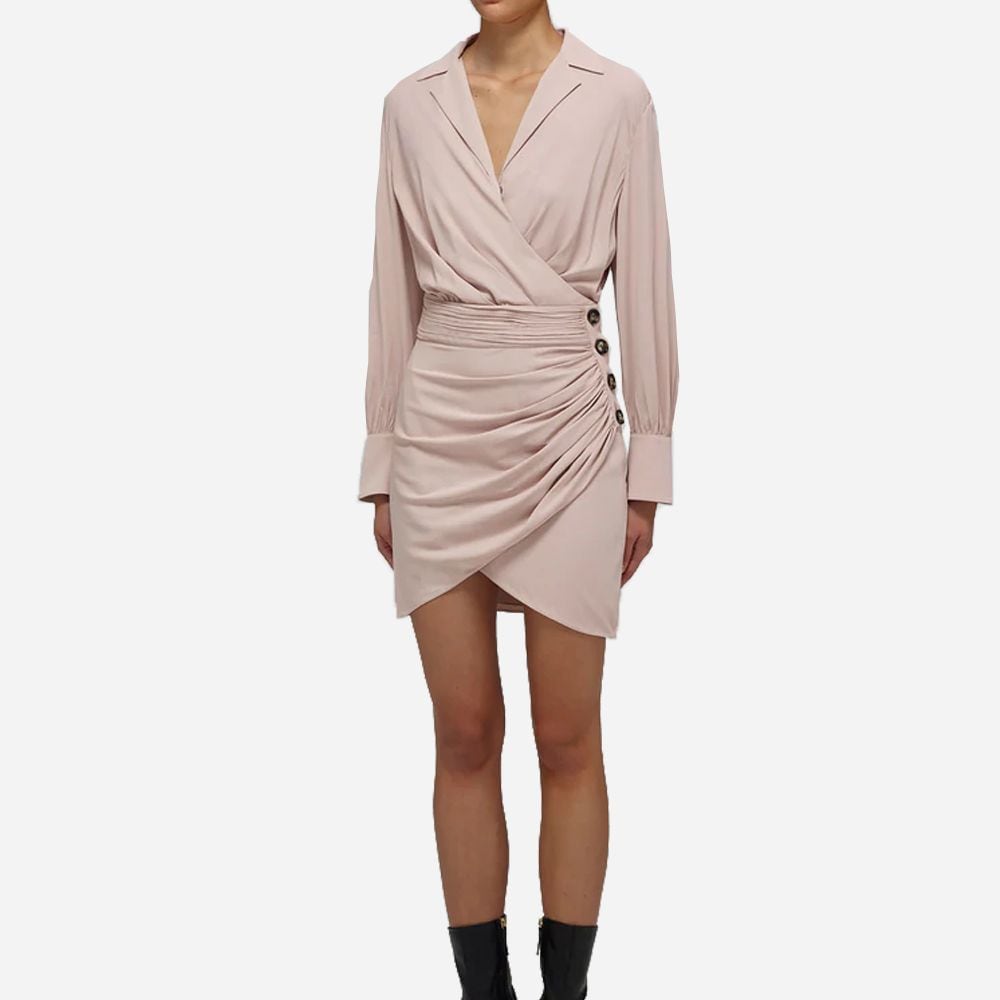 Wrap Mini Dress Taupe