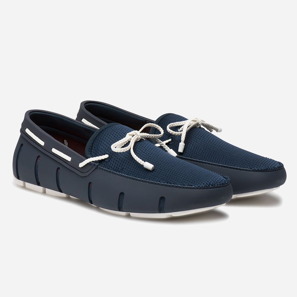 Braided Lace Loafer Navy/White