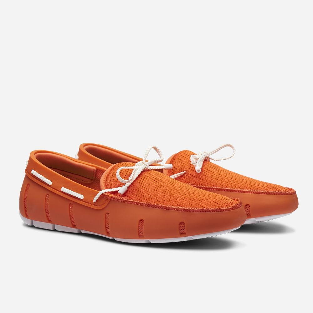 Braided Lace Loafer Orange/White