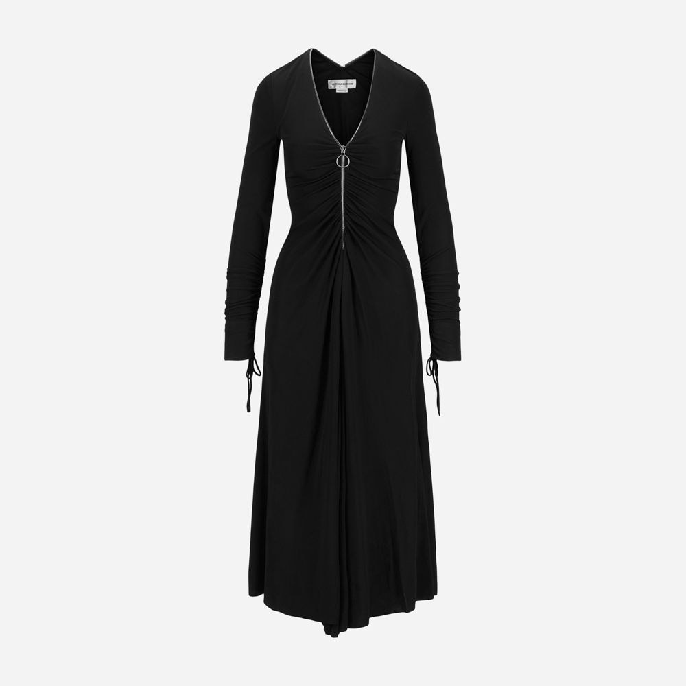 Zip Front Dress Deep Brown