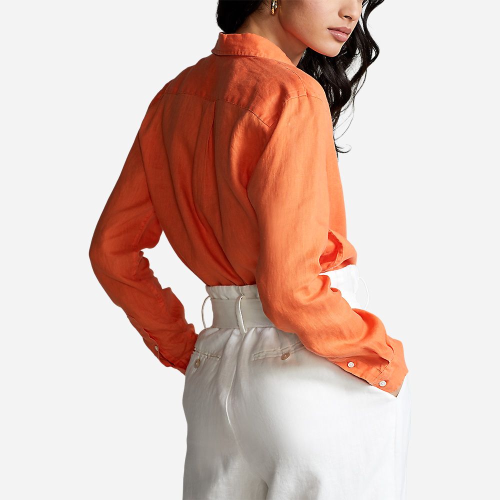 Relaxed Fit Linen Shirt May Orange
