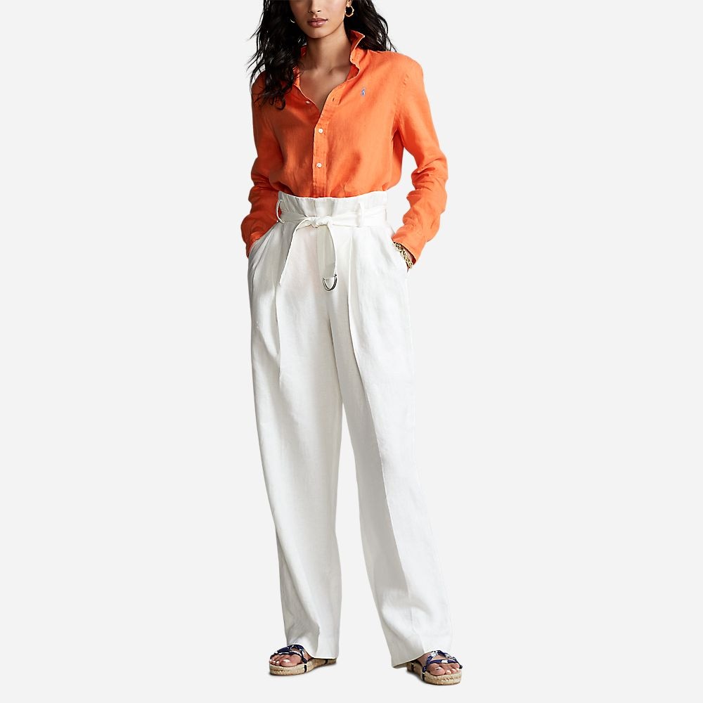 Relaxed Fit Linen Shirt May Orange