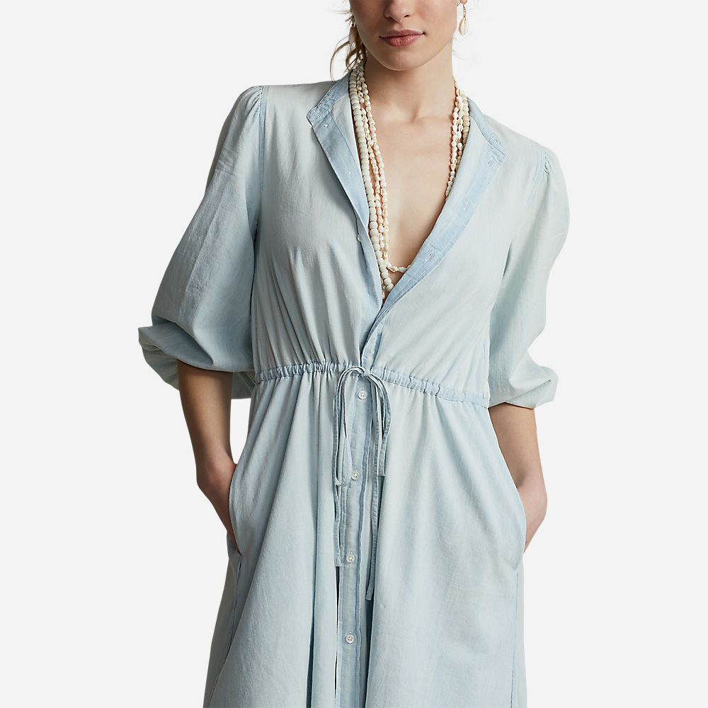Ls Elie Dr-Long Sleeve-Day Dress Chambray