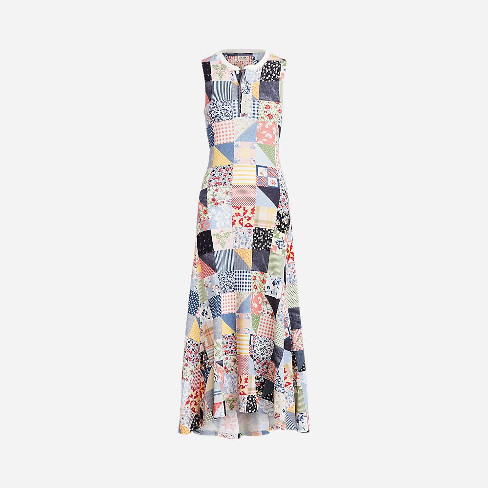 Slv Qlt Rwie-Sleeveless-Day Dress Quilt Print